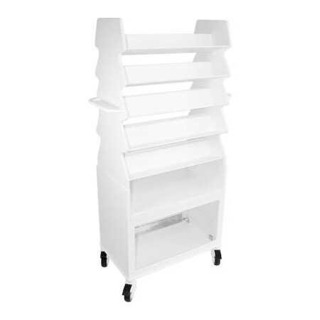 Trippnt Extra Wide Tall Slanted Suture Cart with Bulk Storage Area, 27inW x 17inD x 56inH, White 51939